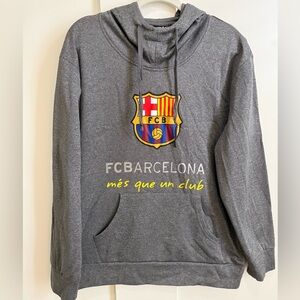 FCB Barcelona Football Hoodie Gray Official Soccer Mes Que un Club Spain Soccer